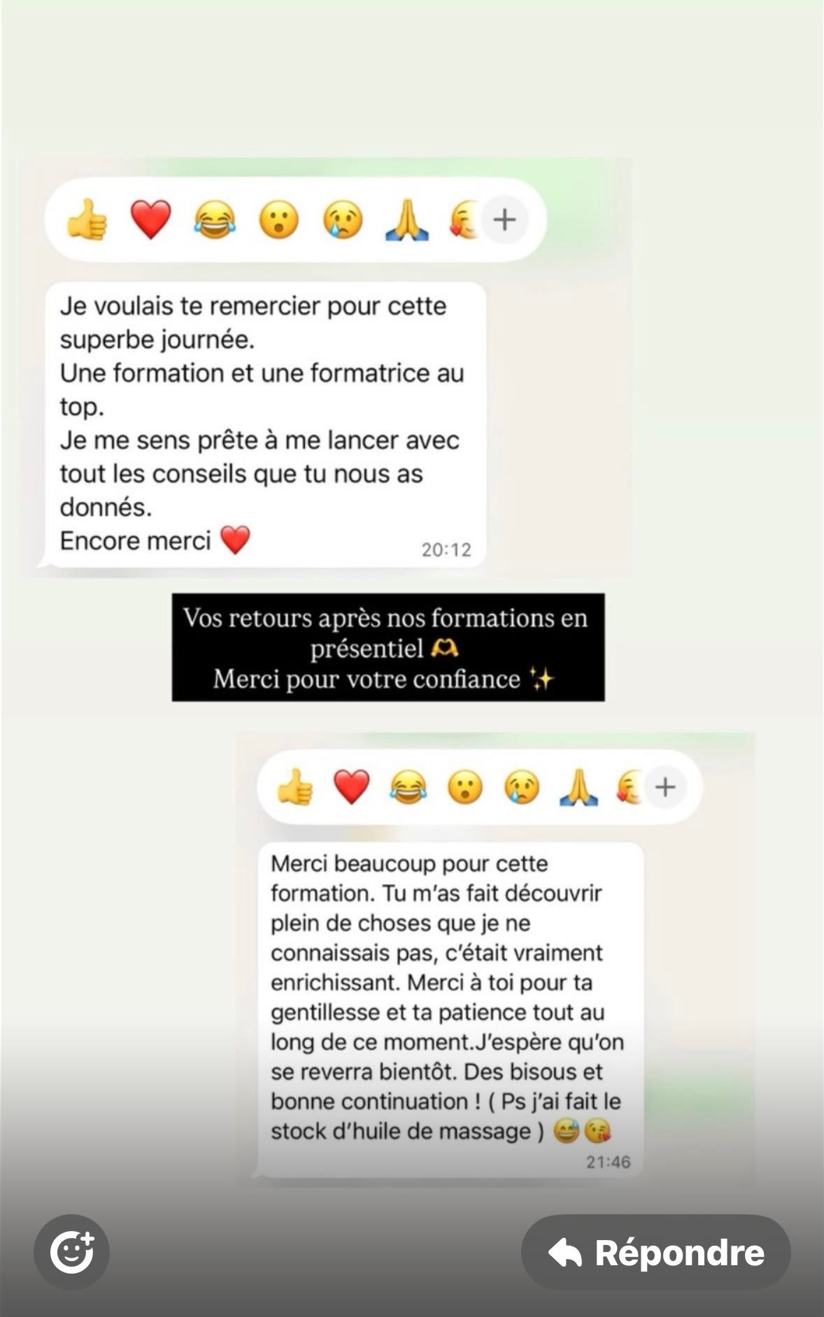 Capture WhatsApp avis Mélissa MyJa Aura