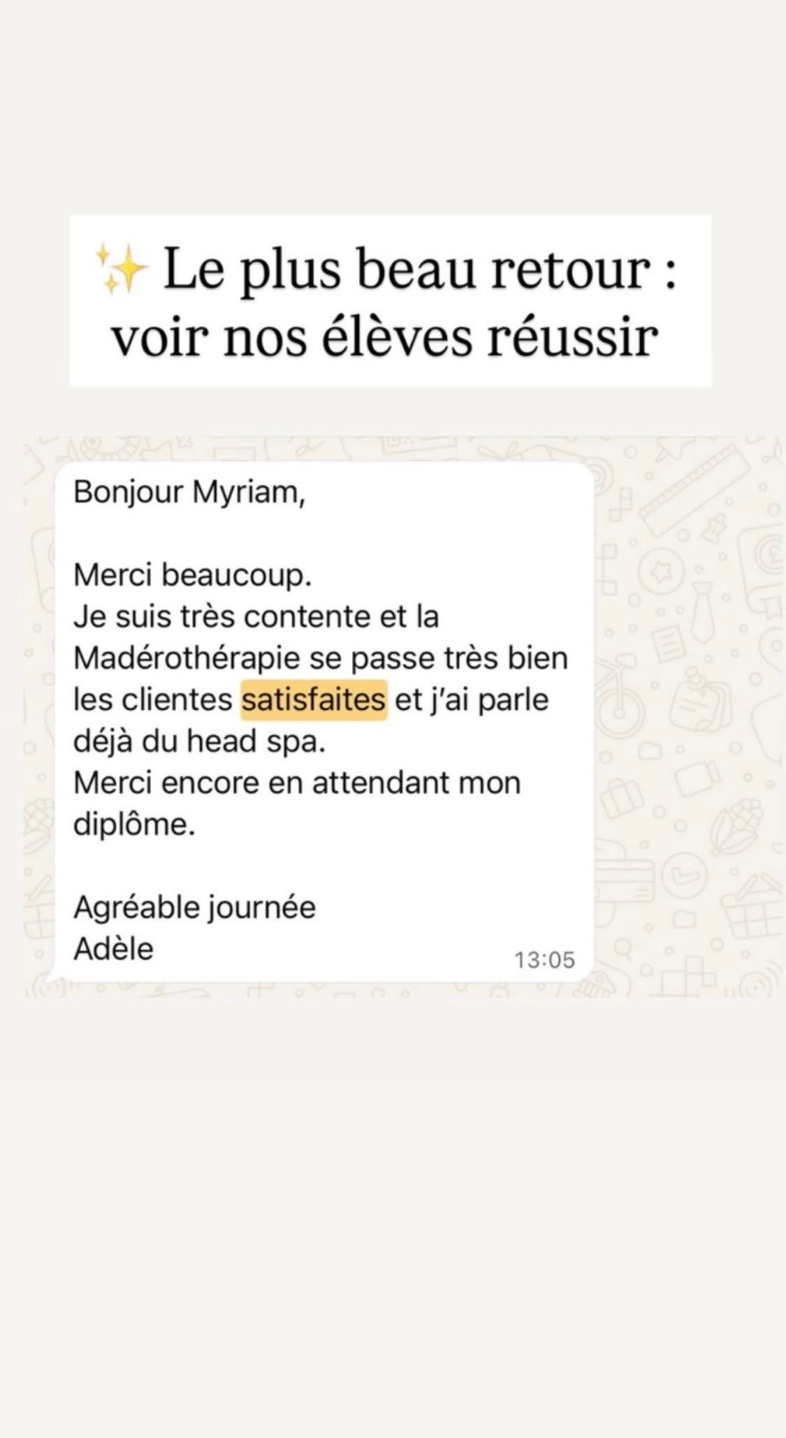 Capture WhatsApp avis Adèle MyJa Aura